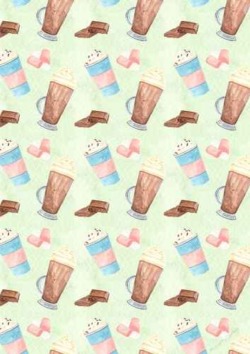 I Heart Hot Chocolate A4 Watercolour Patterned Paper for Scrapbooking, Card Making, Etc. Design 09