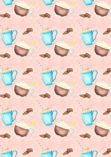 I Heart Hot Chocolate A4 Watercolour Patterned Paper for Scrapbooking, Card Making, Etc. Design 10