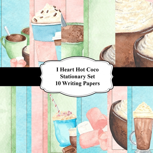 I Heart Hot Coco Set of 10 Writing Papers