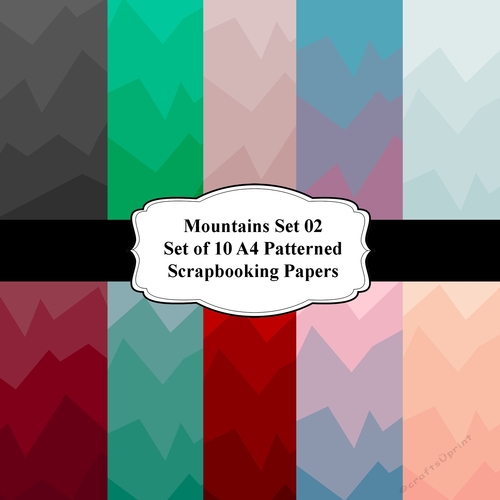 Mountains Set 02 Set of 10 A4 Patterned Scrapbooking Papers