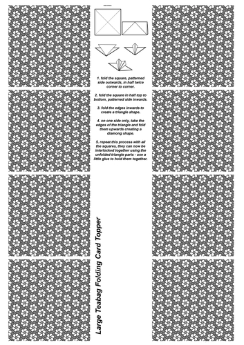 A4 Single Sheet of Large Teabag Squares; Design 33
