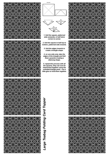 A4 Single Sheet of Large Teabag Squares; Design 34