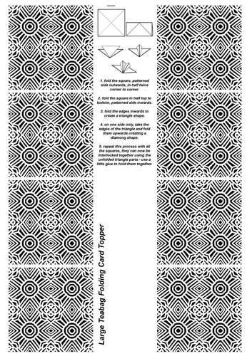 A4 Single Sheet of Large Teabag Squares; Design 36