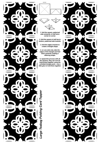 A4 Single Sheet of Large Teabag Squares; Design 37