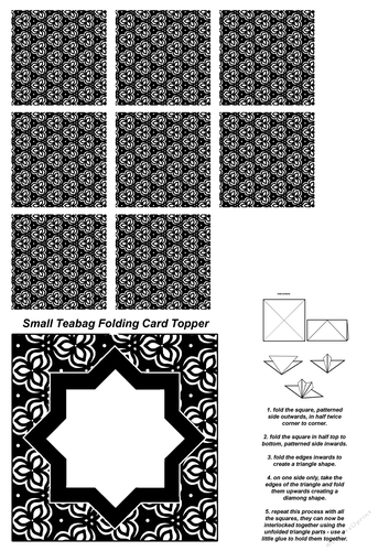 A4 Single Sheet of Small Teabag Squares with Card Topper; Design 31