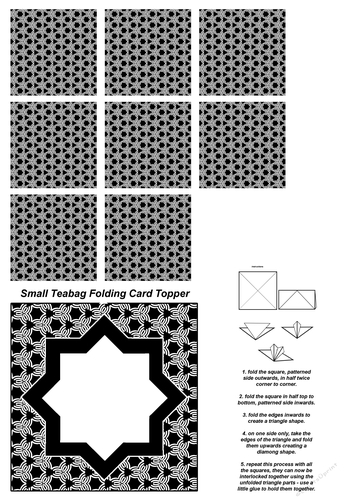 A4 Single Sheet of Small Teabag Squares with Card Topper; Design 32