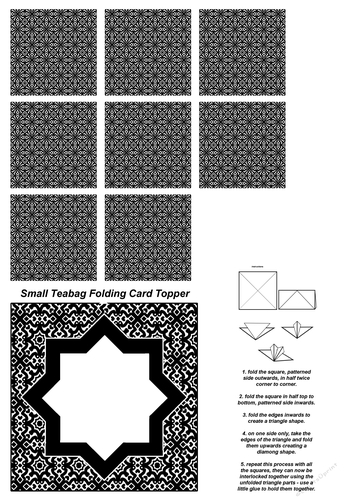 A4 Single Sheet of Small Teabag Squares with Card Topper; Design 34