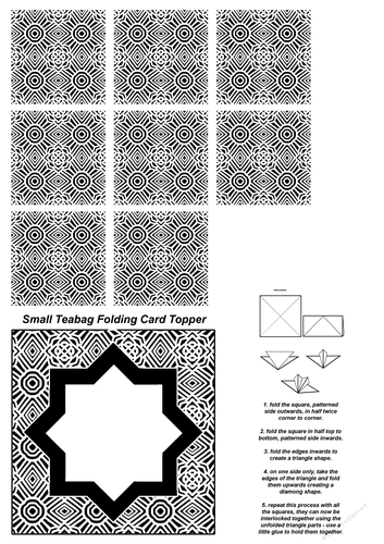 A4 Single Sheet of Small Teabag Squares with Card Topper; Design 36