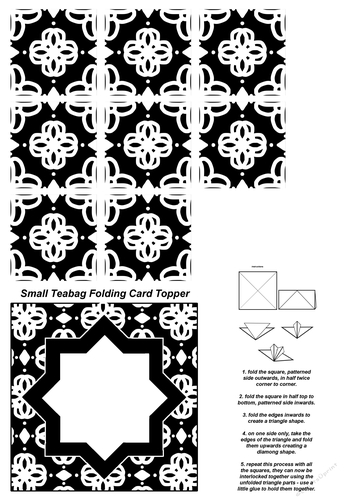 A4 Single Sheet of Small Teabag Squares with Card Topper; Design 37
