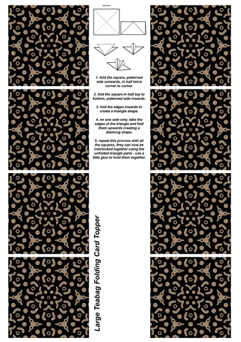 A4 Single Sheet of Large Teabag Squares; Design 38