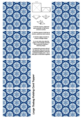 A4 Single Sheet of Large Teabag Squares; Design 43