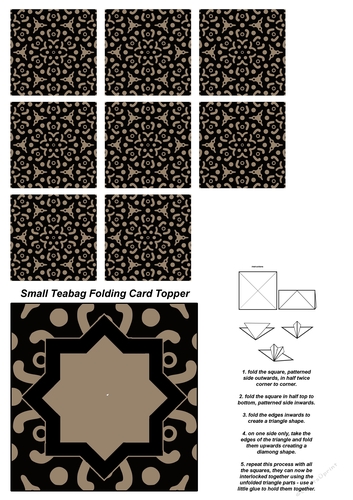 A4 Single Sheet of Small Teabag Squares with Card Topper; Design 38