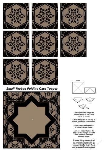 A4 Single Sheet of Small Teabag Squares with Card Topper; Design 39