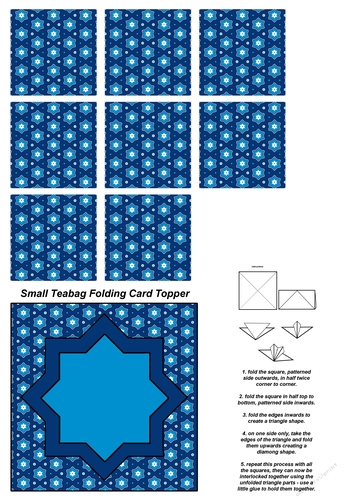 A4 Single Sheet of Small Teabag Squares with Card Topper; Design 40