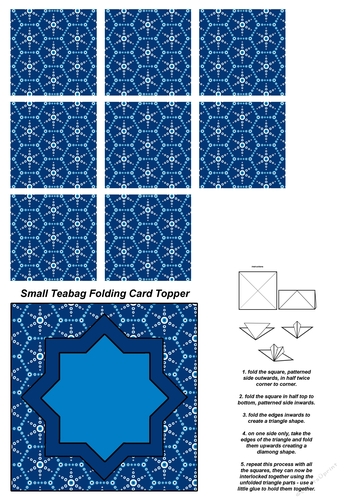 A4 Single Sheet of Small Teabag Squares with Card Topper; Design 41