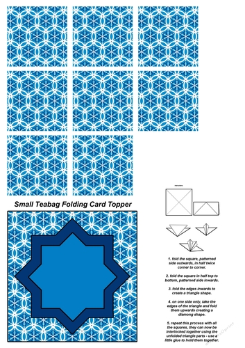 A4 Single Sheet of Small Teabag Squares with Card Topper; Design 42