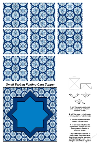 A4 Single Sheet of Small Teabag Squares with Card Topper; Design 43