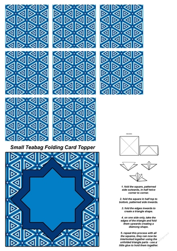 A4 Single Sheet of Small Teabag Squares with Card Topper; Design 44