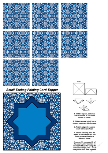 A4 Single Sheet of Small Teabag Squares with Card Topper; Design 45