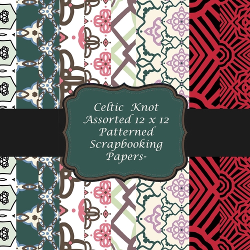 10 12 x 12 Celtic Knot Themed Patterned Scrapbooking Backing Papers