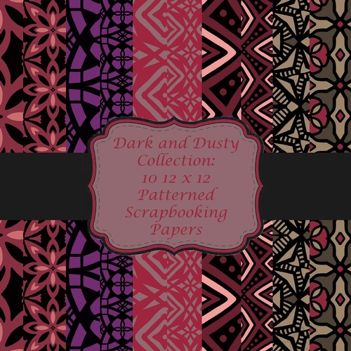 Dark and Dusky Collection of 12 12 x 12 inch Colourful Digital Scrapbooking Backing Papers