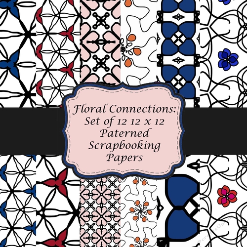 Floral Connections Set of 12 Mixed 12 x 12 Floral Patterns for Scrapbooking, Card Making etc.