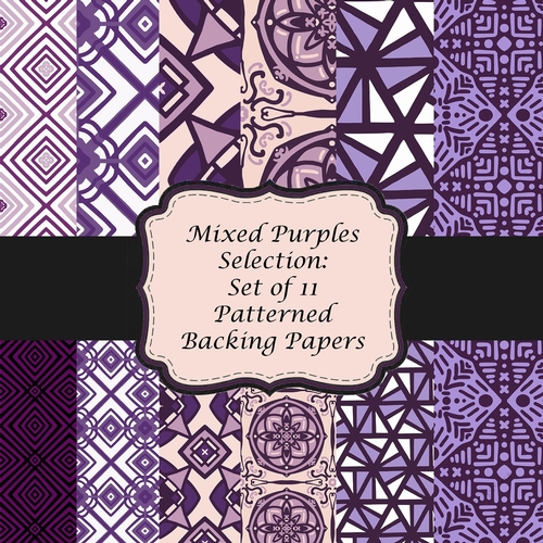 Mixed Purples Variety Set of 11 12 x 12 Scrapbooking Backing Papers