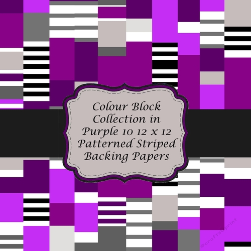 Colour Block Background Collection in Purple 12 x 12 Striped Patterned Backing Paper for Scrapbooking, Card Making, Etc. 
