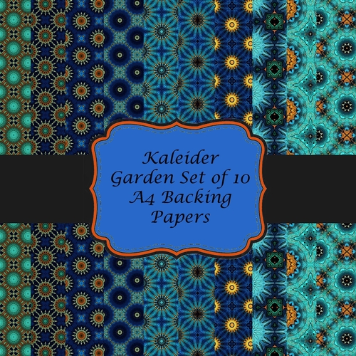 Kaleider Garden Set of 10 A4 Kaleidoscopic Floral Patterned Scrapbooking Papers.