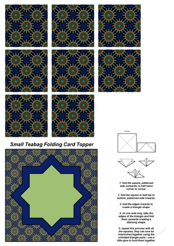 Teabag Folding Card Toppers Kit With Two Folding Cards and Two Sizes; Design 04