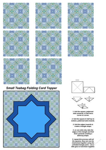 Teabag Folding Card Toppers Kit With Two Folding Cards and Two Sizes; Design 14