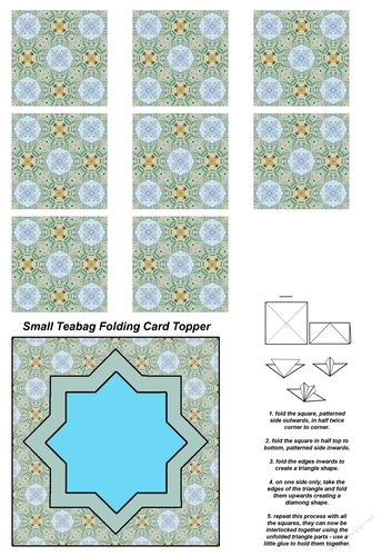 Teabag Folding Card Toppers Kit With Two Folding Cards and Two Sizes; Design 17