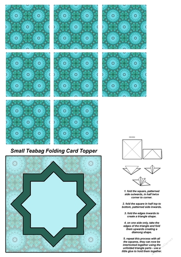 A4 Single Sheet of Small Teabag Squares with Card Topper; Design 01