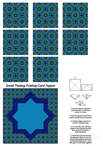 A4 Single Sheet of Small Teabag Squares with Card Topper; Design 07