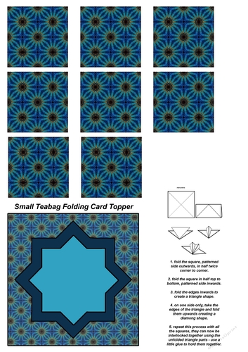 A4 Single Sheet of Small Teabag Squares with Card Topper; Design 08