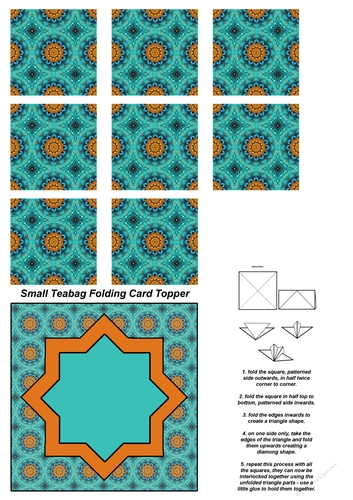 A4 Single Sheet of Small Teabag Squares with Card Topper; Design 11
