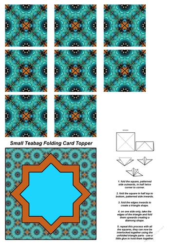 A4 Single Sheet of Small Teabag Squares with Card Topper; Design 12