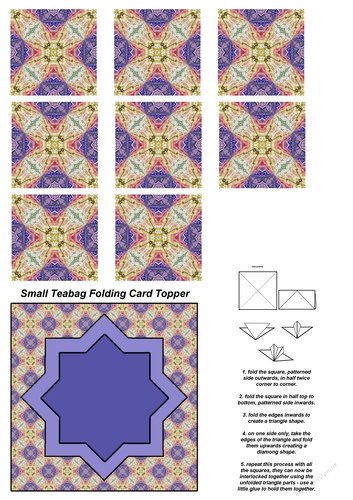 A4 Single Sheet of Small Teabag Squares with Card Topper; Design 19