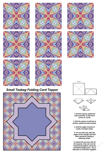 A4 Single Sheet of Small Teabag Squares with Card Topper; Design 20
