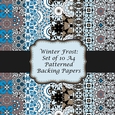 Winter Frost Set of 10 A4 Sized Patterned Backing Papers Christmas Themed Scrapbooking Sheets Autumn Card Making Paper Set