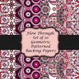 Flow Through: Set of 10 A4 Abstract Pink Geometric Patterned Backing Paper Sheets for Scrapbooking, Card Making Etc.