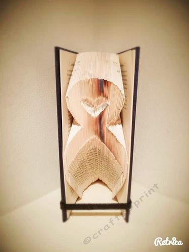 Awareness ribbon with Heart Book Folding Pattern