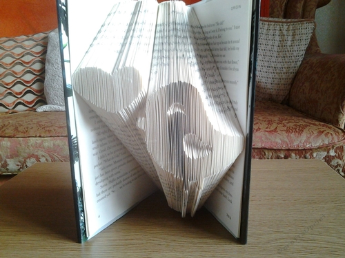 Bird with heart Book Folding Pattern