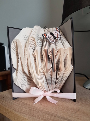 Mum Book Folding Pattern in Black Chancery font 