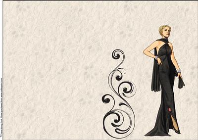 A5 Cut & Fold Vintage Lady Card