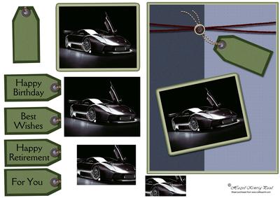 Sports Car for Him Pyramid Card
