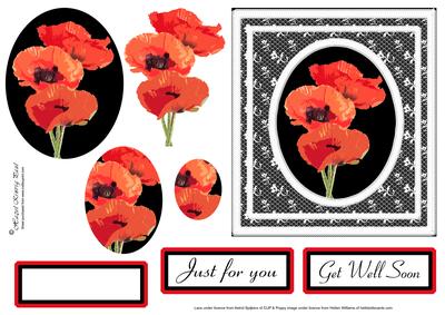 Poppies & Lace Decoupage-pyramage Card