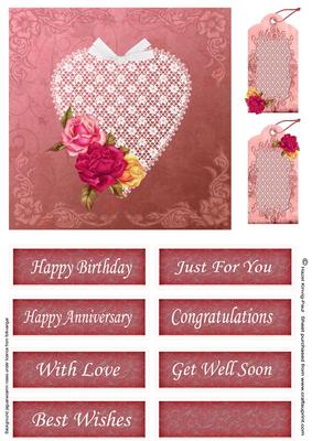 Vintage Lace & Roses Romance Card