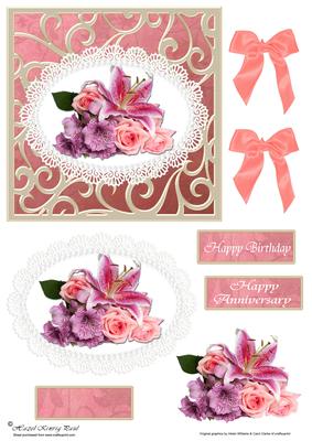 Lilies, Lace & Roses Card Front