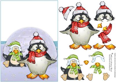 Over the Edge Penguin Decoupage Christmas Card